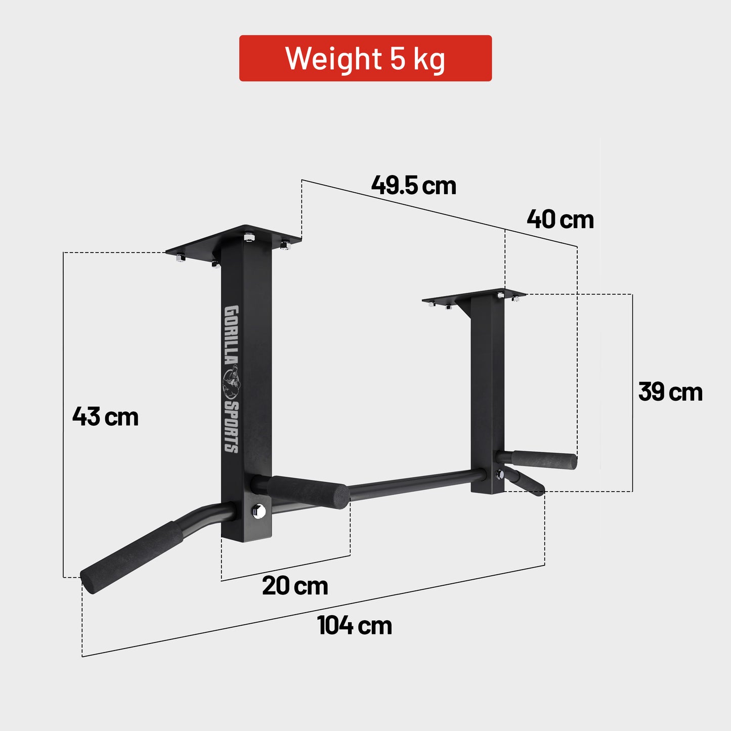 Ceiling-Mounted Pull-Up Bar (Black/White)