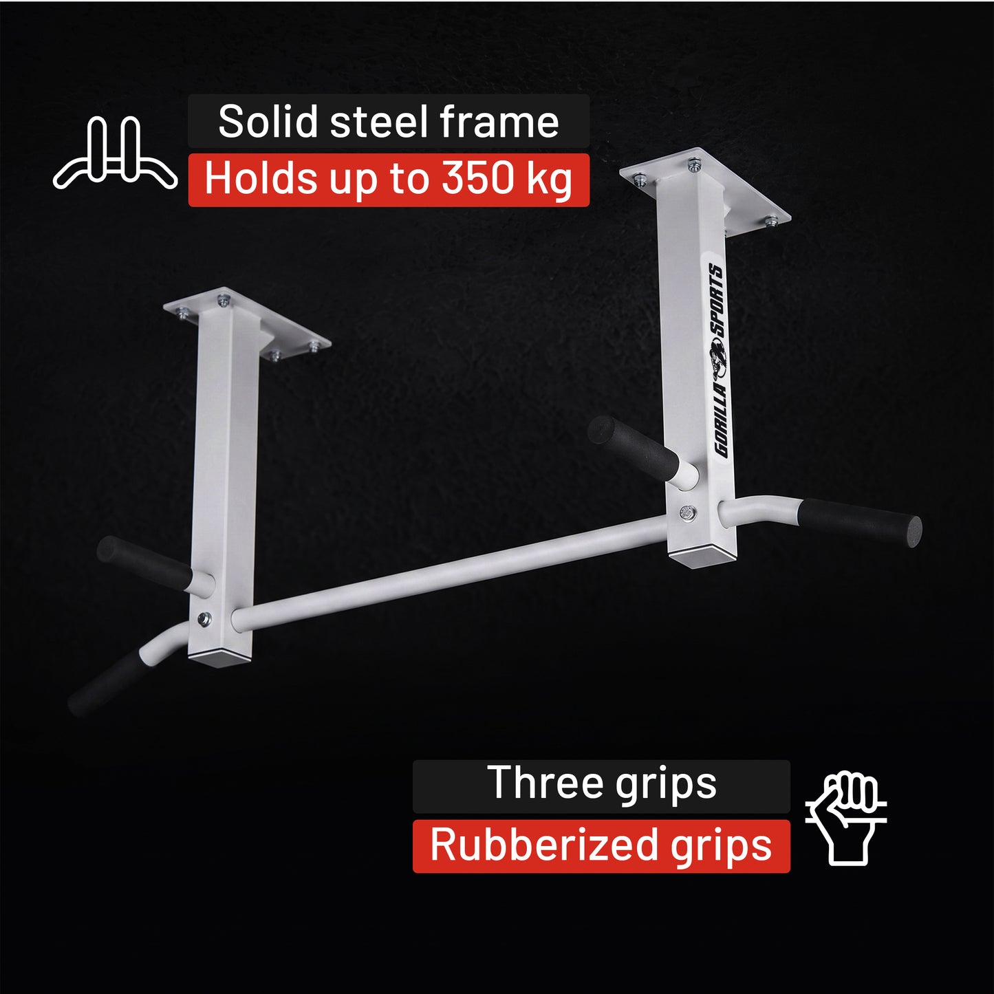 Ceiling-Mounted Pull-Up Bar (Black/White)