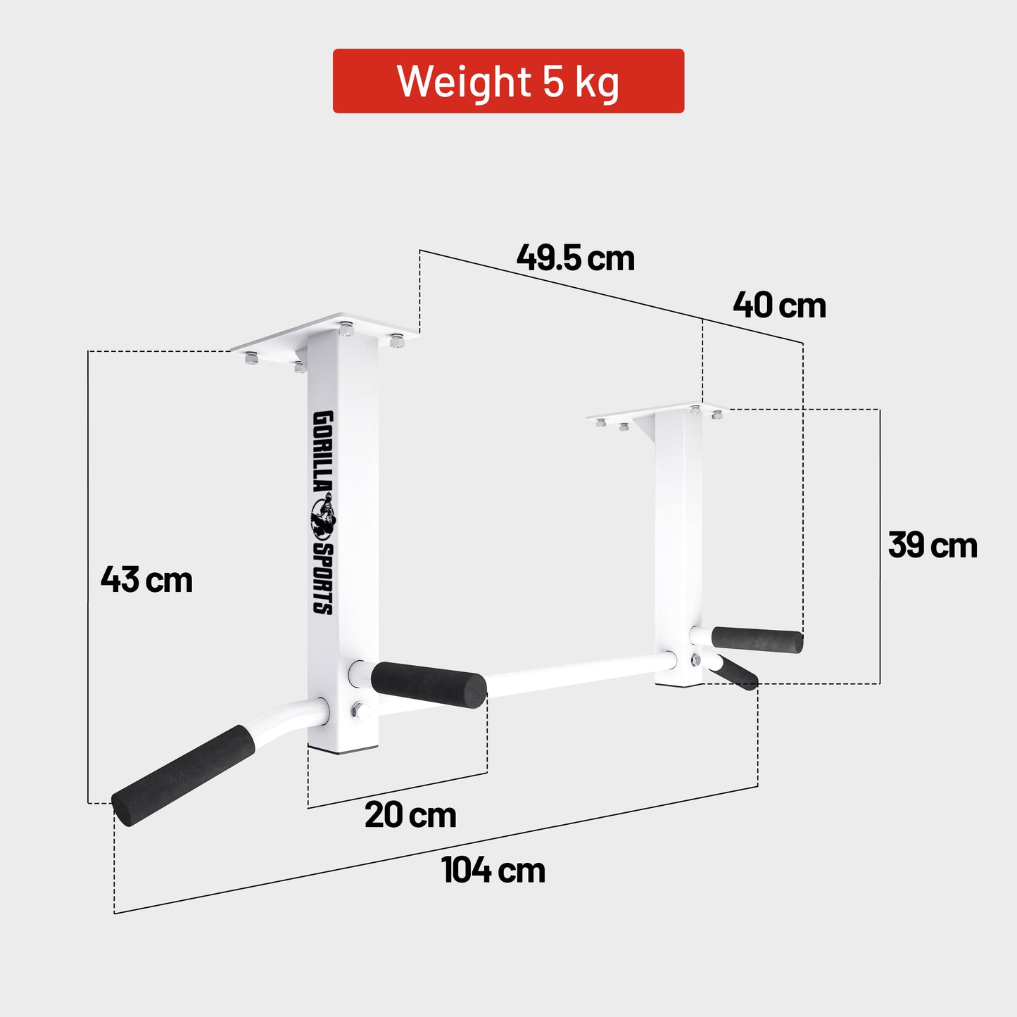 Ceiling-Mounted Pull-Up Bar (Black/White)