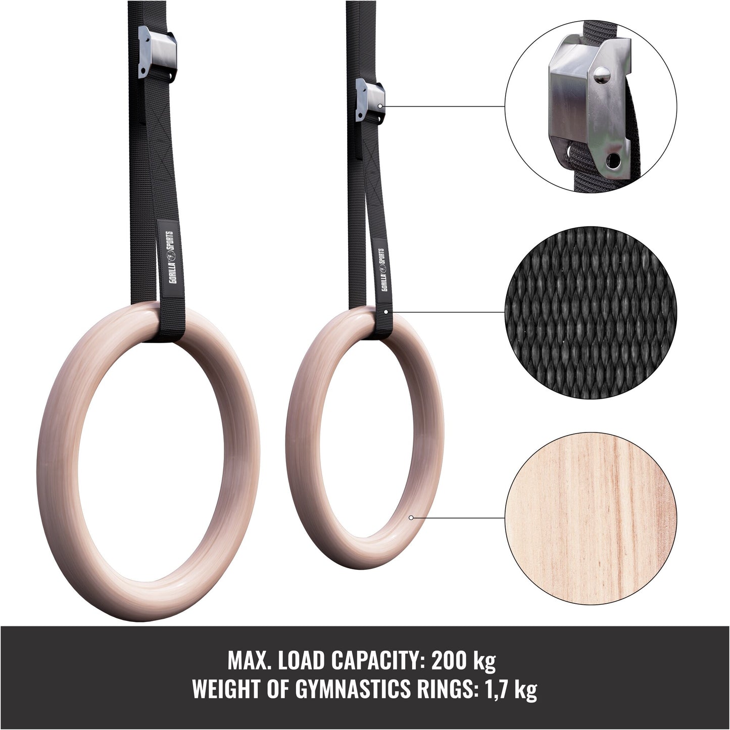 Gymnastic Rings in Plastic/Wood (Set of 2)