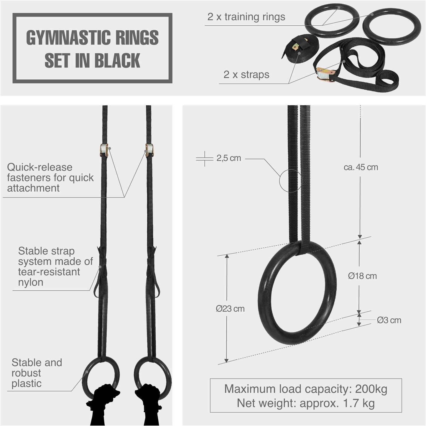 Gymnastic Rings in Plastic/Wood (Set of 2)