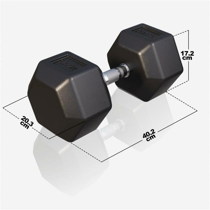 Hex Rubber Dumbbell 2 - 27.5 kg
