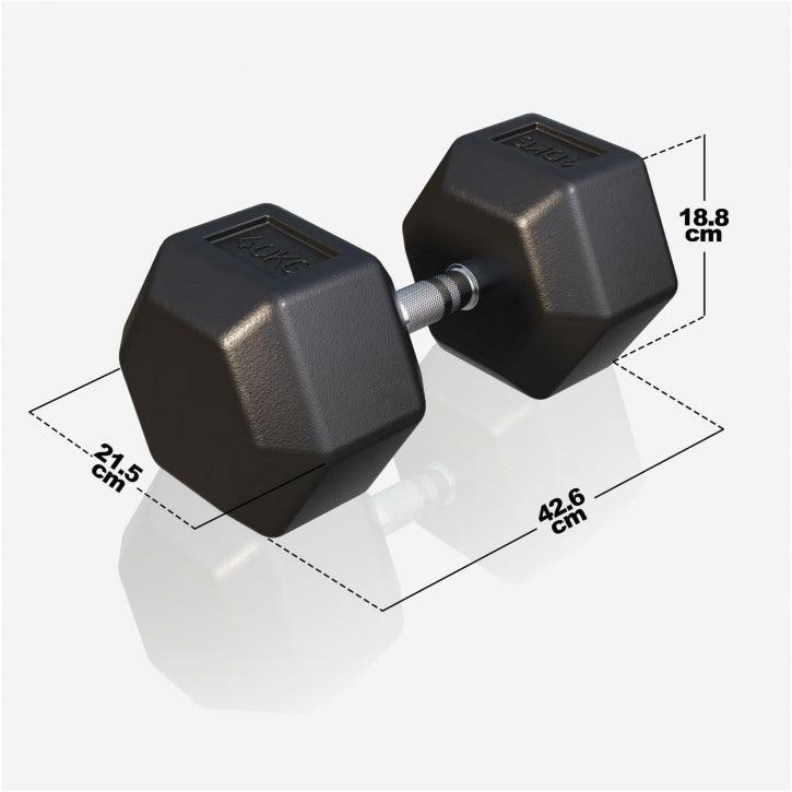 Hex Rubber Dumbbell 2 - 27.5 kg