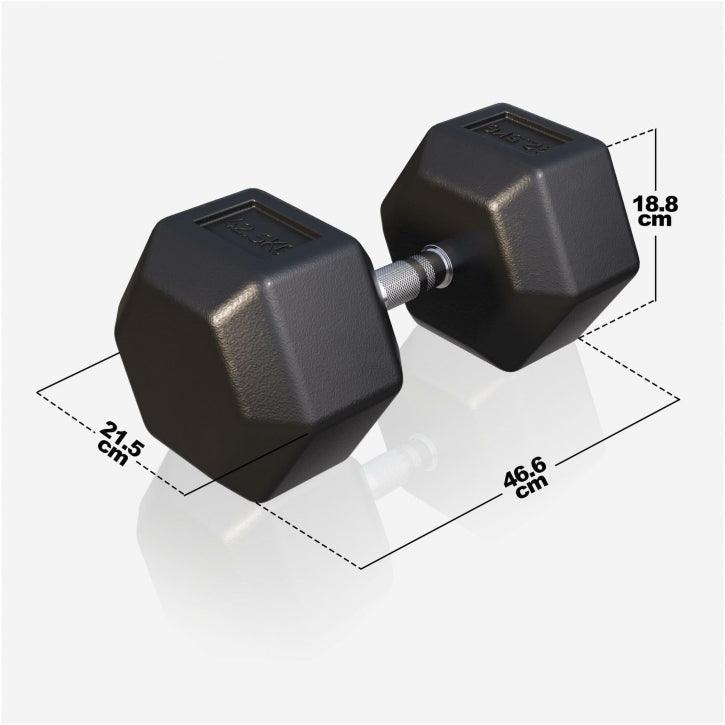 Hex Rubber Dumbbell 2 - 27.5 kg