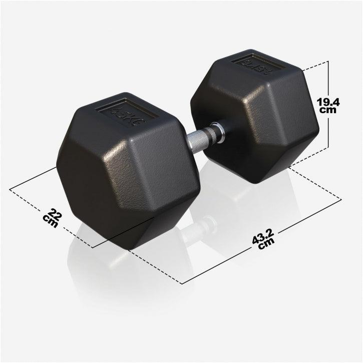 Hex Rubber Dumbbell 2 - 27.5 kg