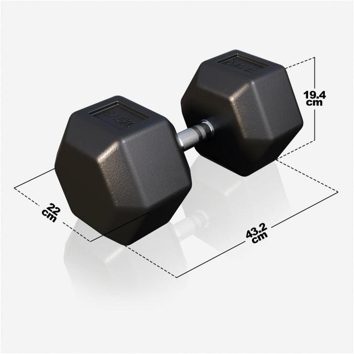 Hex Rubber Dumbbell 2 - 27.5 kg