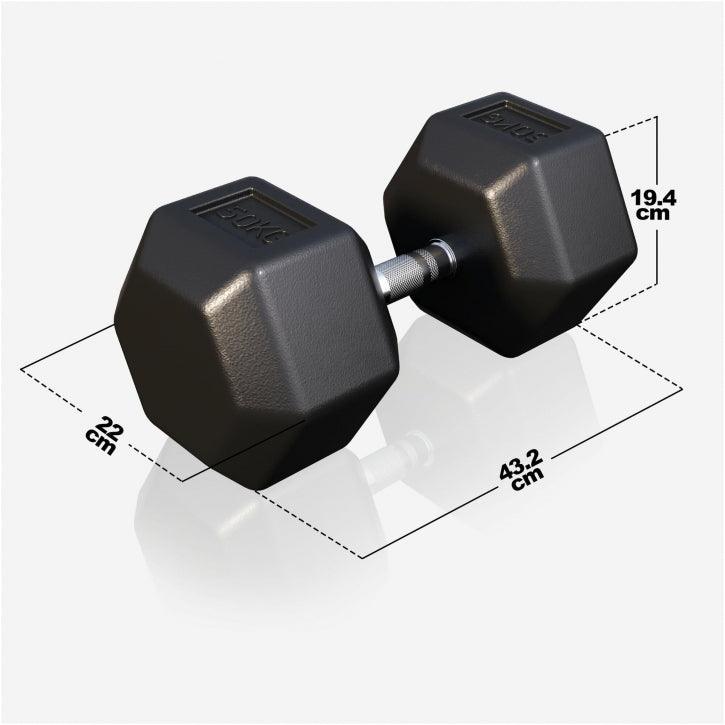 Hex Rubber Dumbbell 2 - 27.5 kg