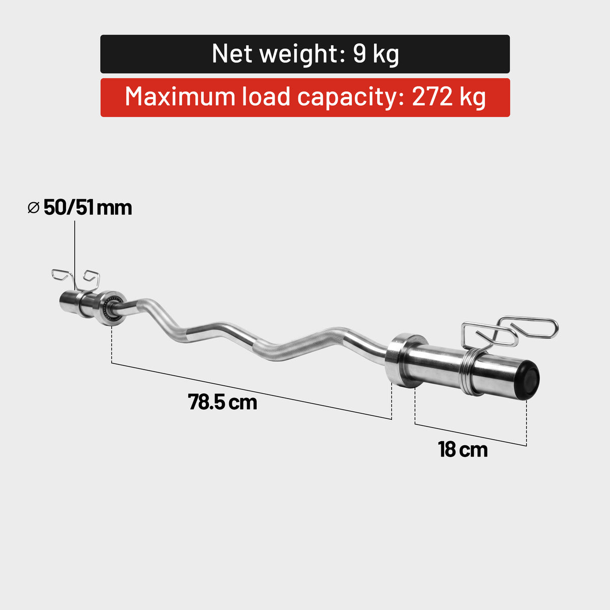 Chrome Olympic EZ Curl Bar 50/51 mm