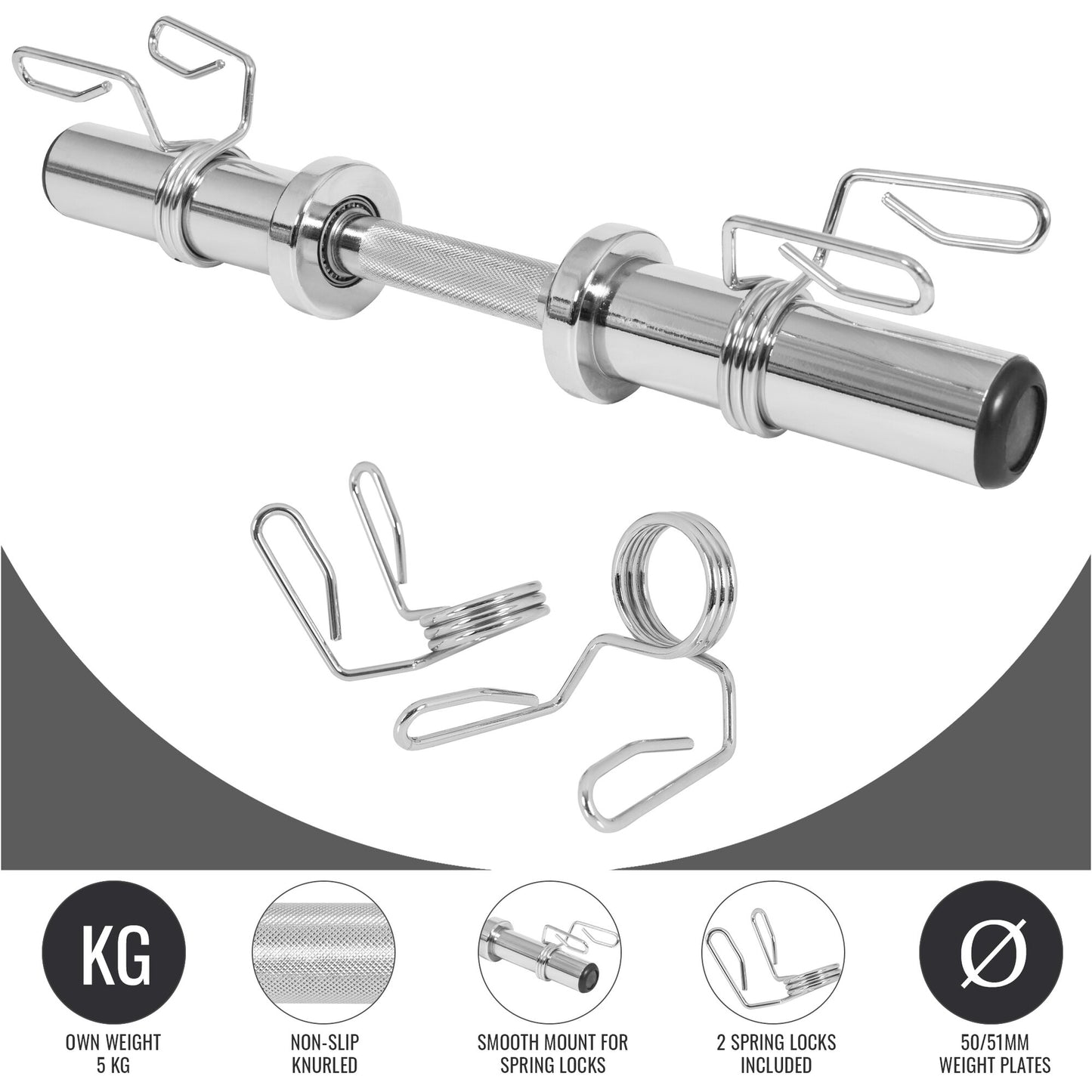 Olympic Dumbbell Bar 50 cm with Spring Collars