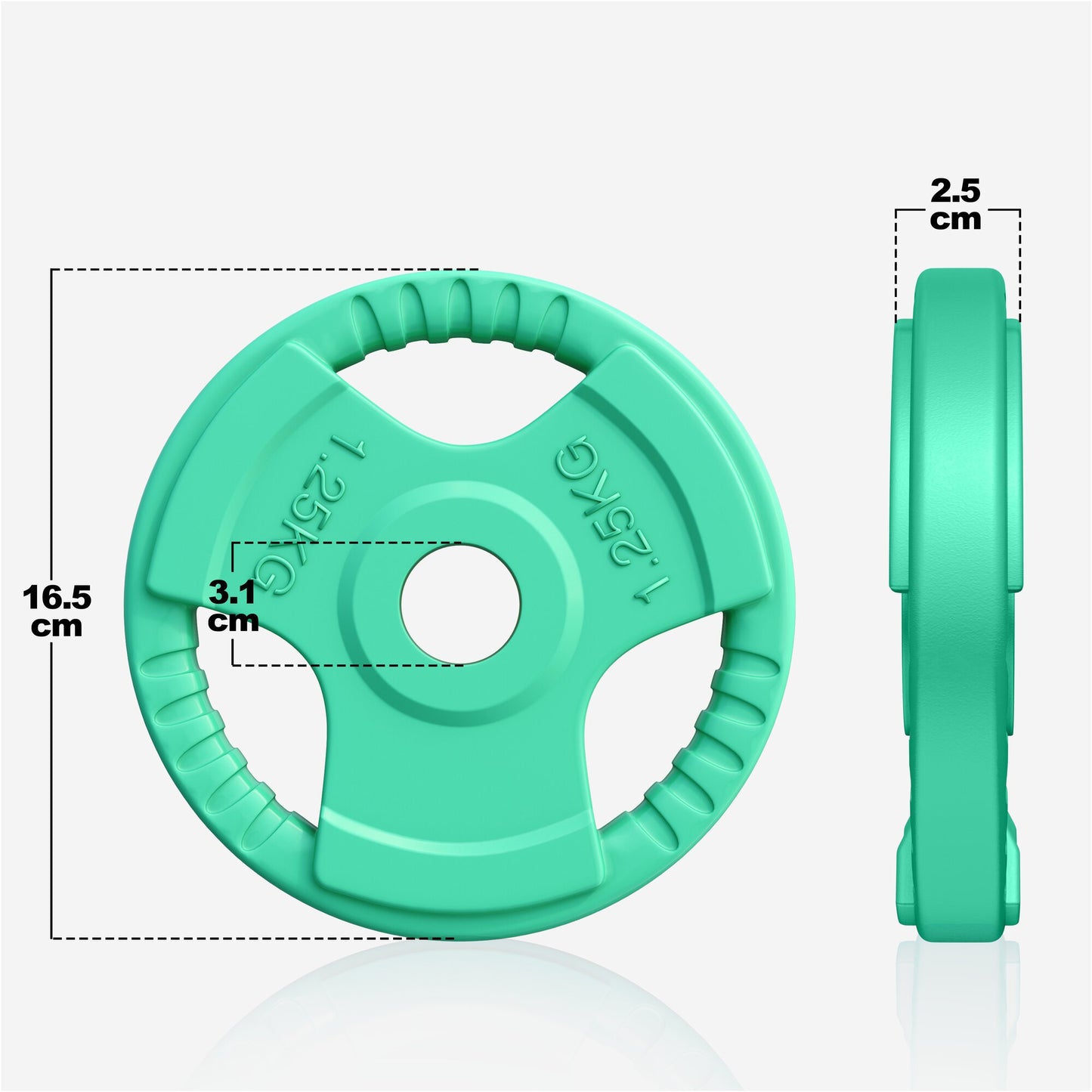 Rubber Tri-Grip Weight Plate 30/31 mm