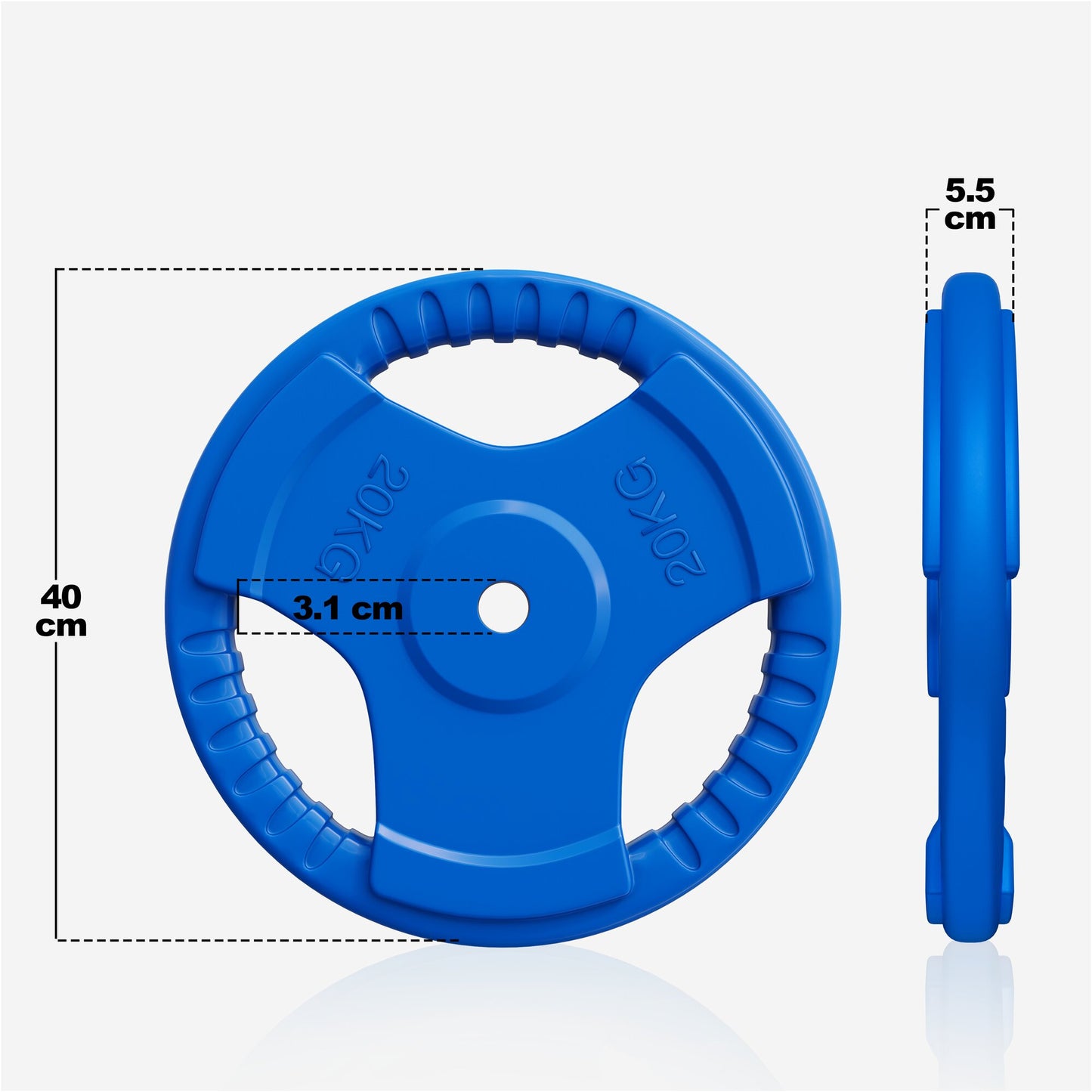 Rubber Tri-Grip Weight Plate 30/31 mm
