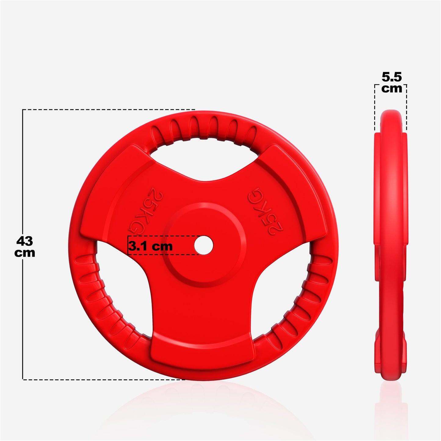Rubber Tri-Grip Weight Plate 30/31 mm