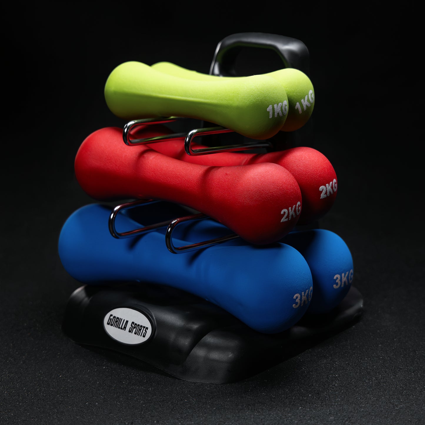 Neoprene Dumbbell Set 12 kg with Stand