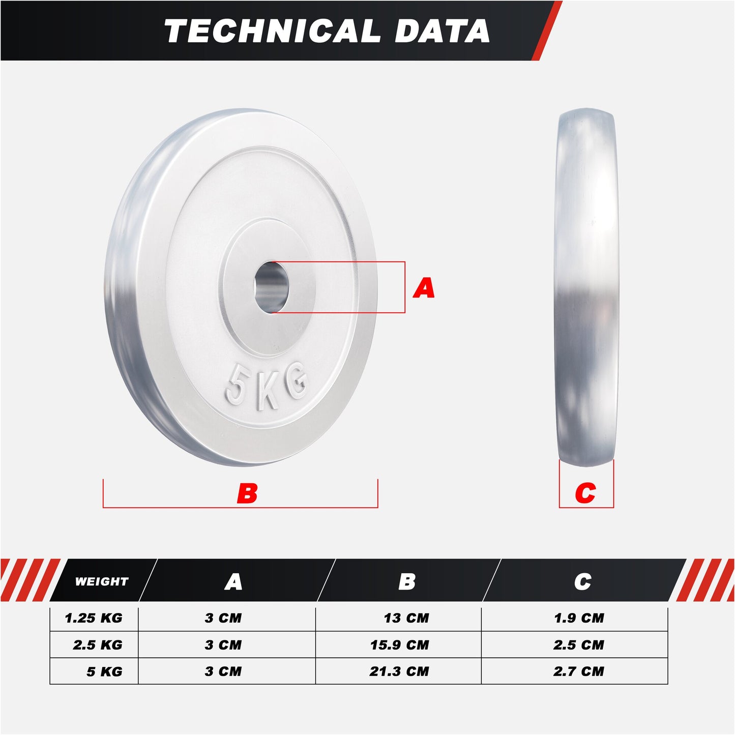 Chrome Cast Iron Weight Plate (30/31 mm)