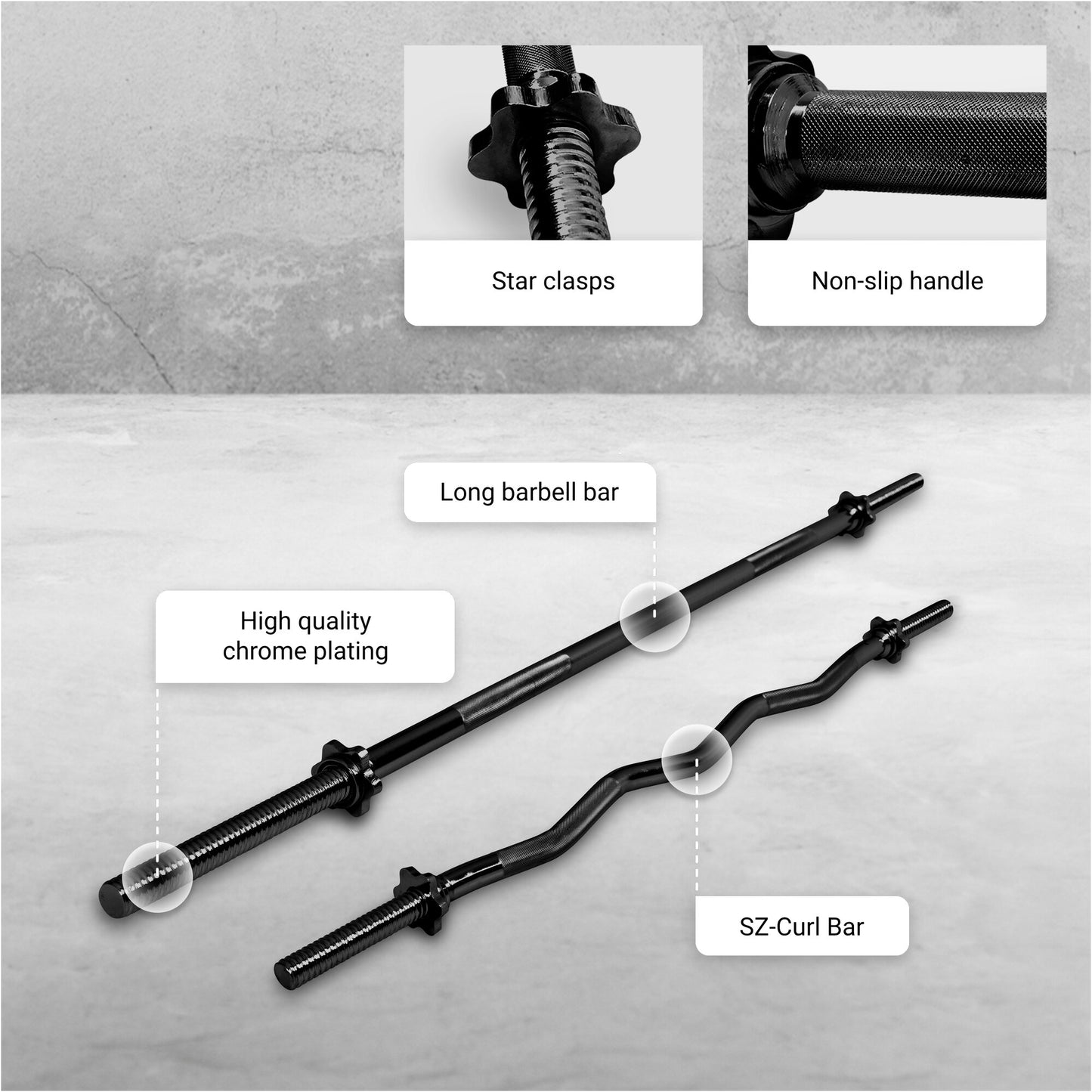Weight Bar Set with Barbell and EZ Curl Bar