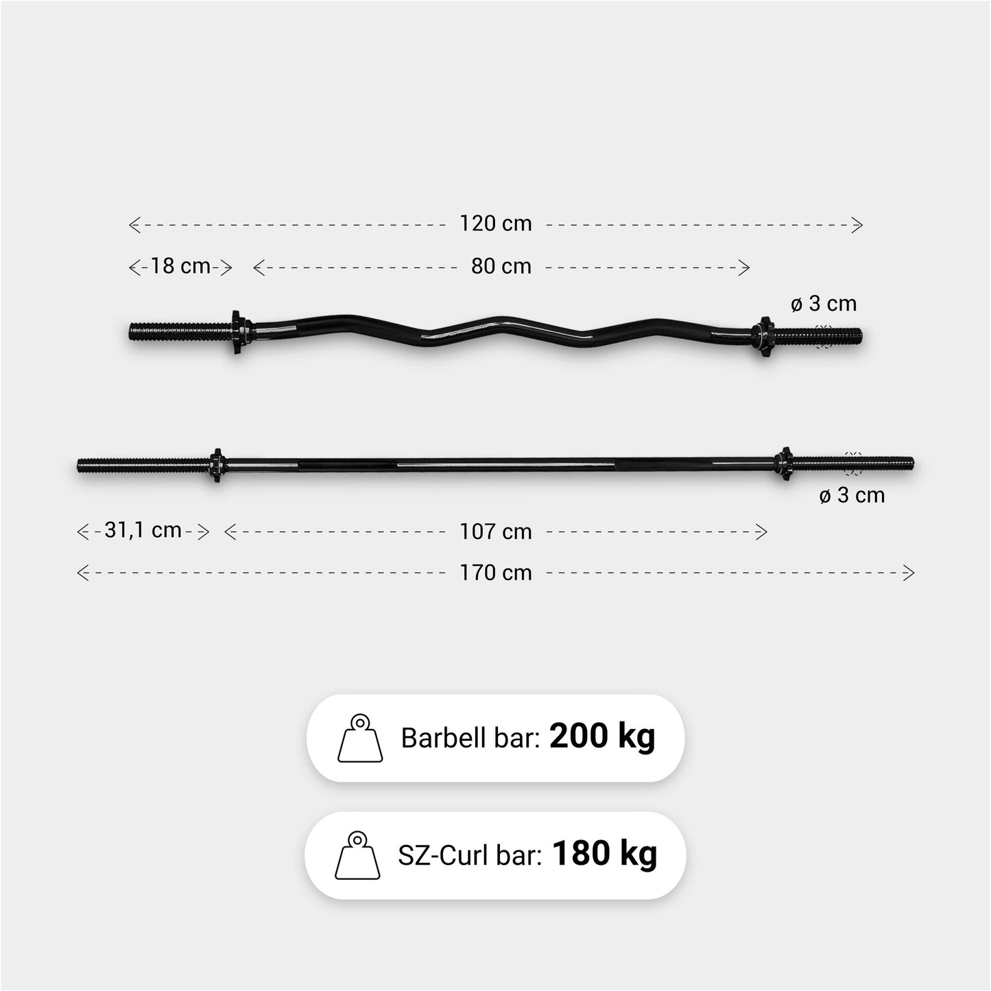 Weight Bar Set with Barbell and EZ Curl Bar