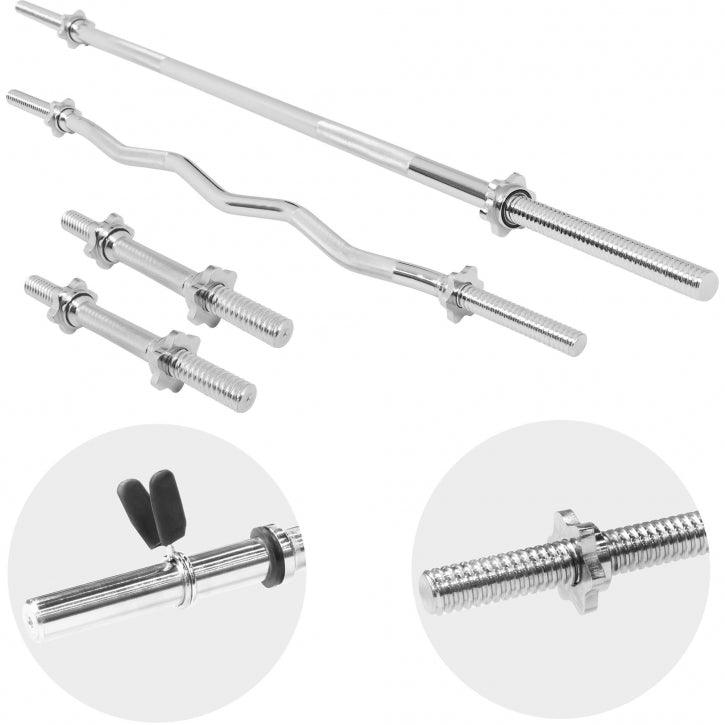 Weight Bar Set with Barbell, EZ Curl Bar, and Dumbbells