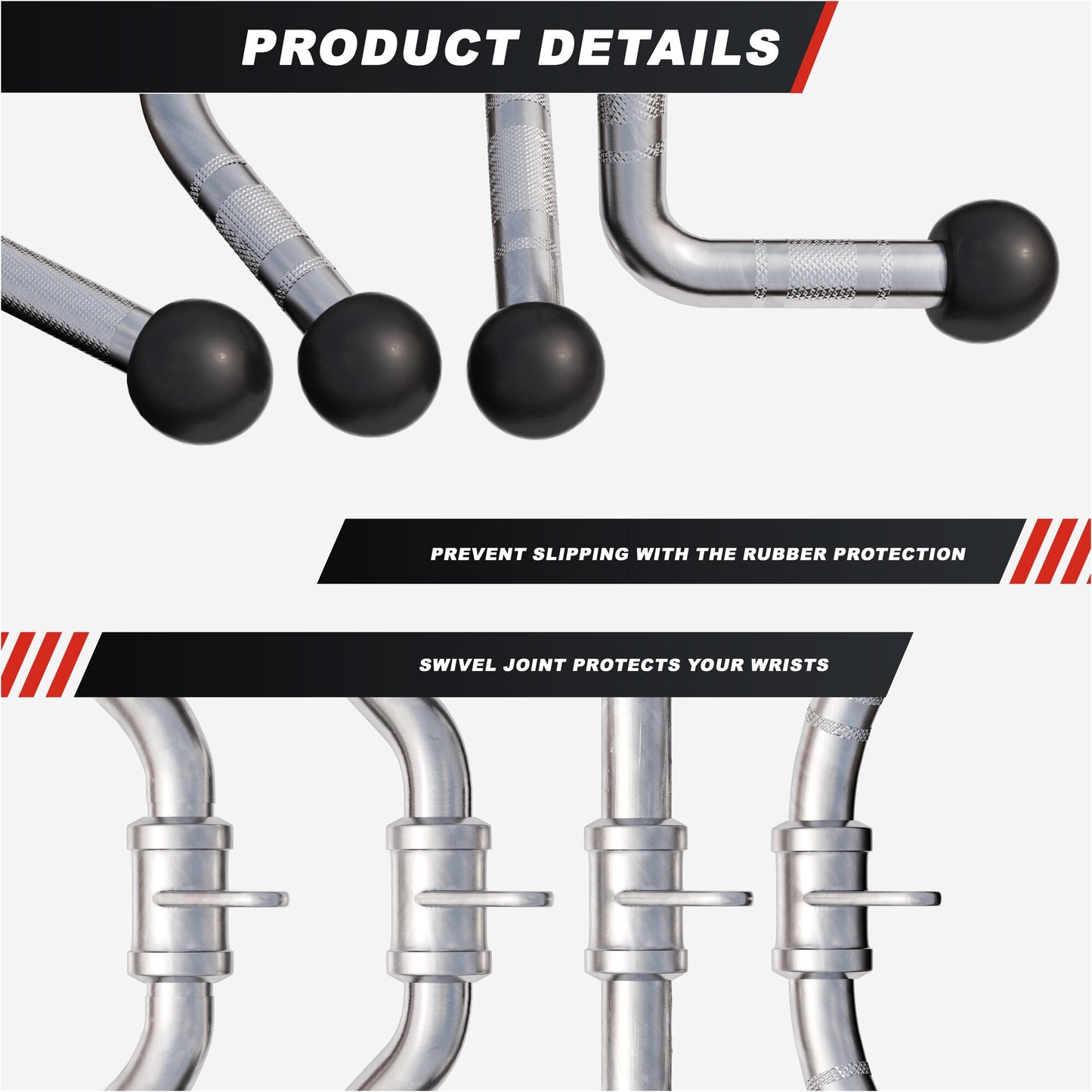 Cable Attachment Set with Triceps, SZ Curl, and Rowing Handles