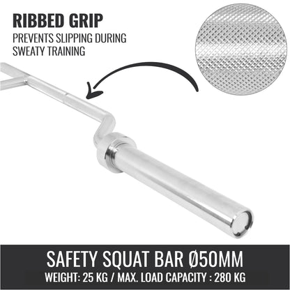 Olympic Safety Squat Bar 50/51 mm, Chrome/Black