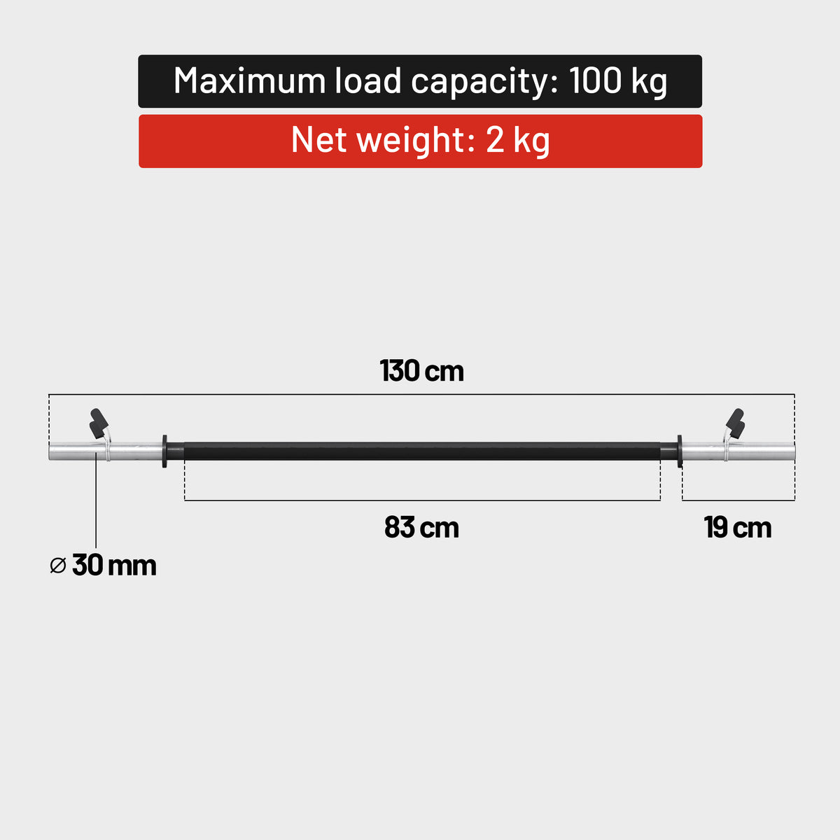 Barbell Bar 130 cm Black/Chrome