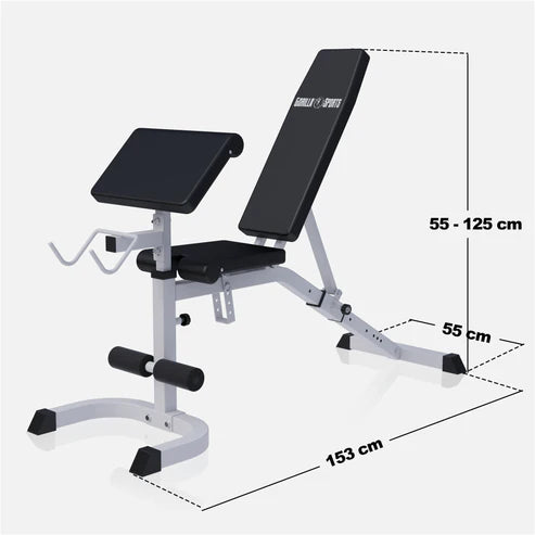 Adjustable Preacher Curl Bench - White/Black