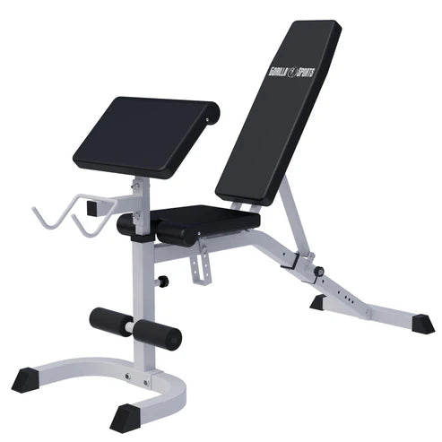 Adjustable Preacher Curl Bench - White/Black