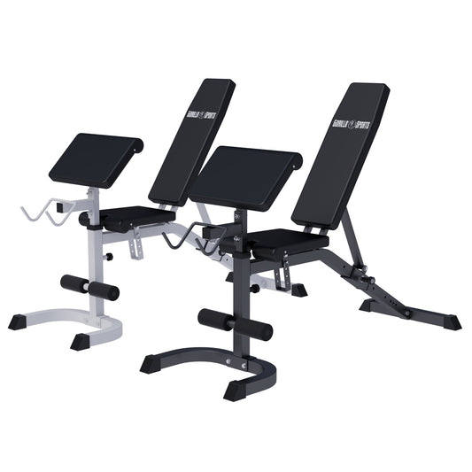 Adjustable Preacher Curl Bench - White/Black