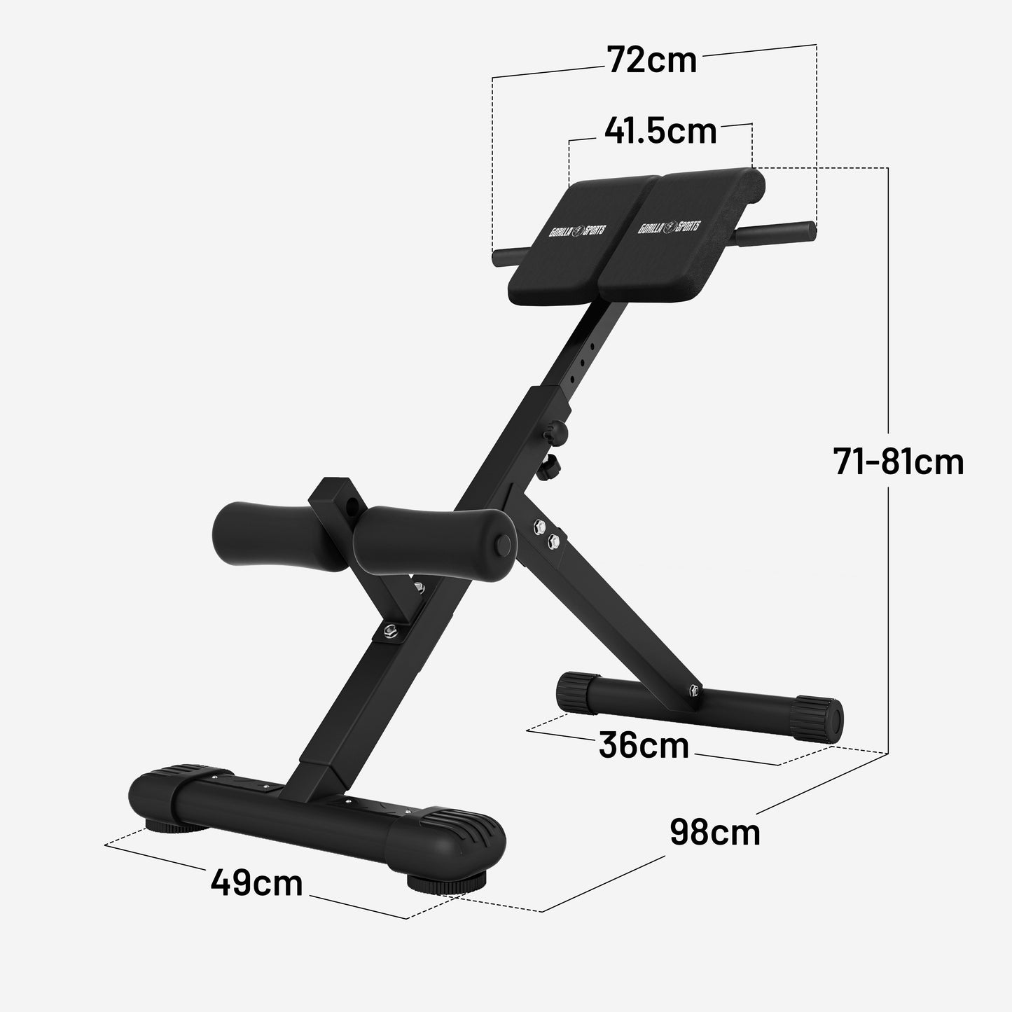 Foldable Hyperextension Bench Black/White