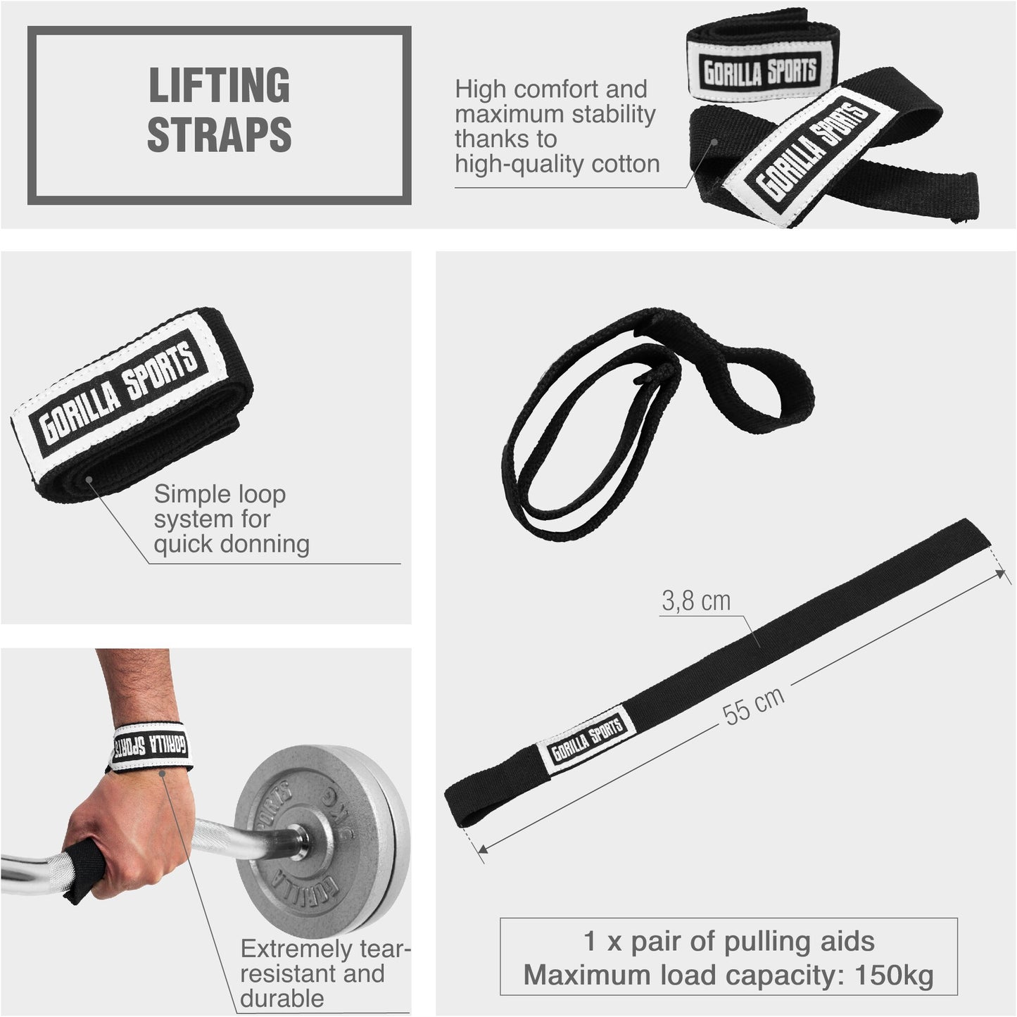 Lifting Straps Black/White