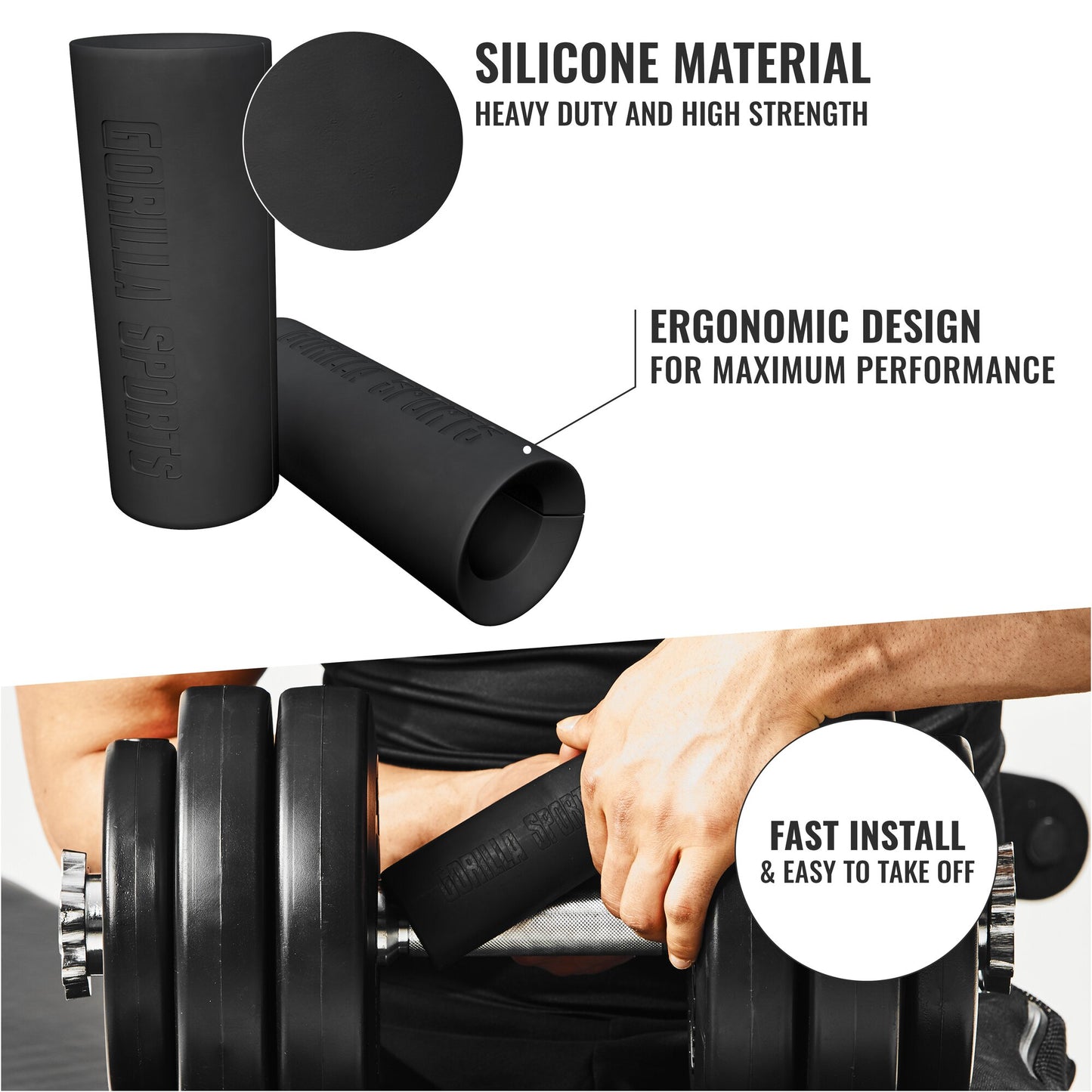 Silicone Weight Bar Grip Black