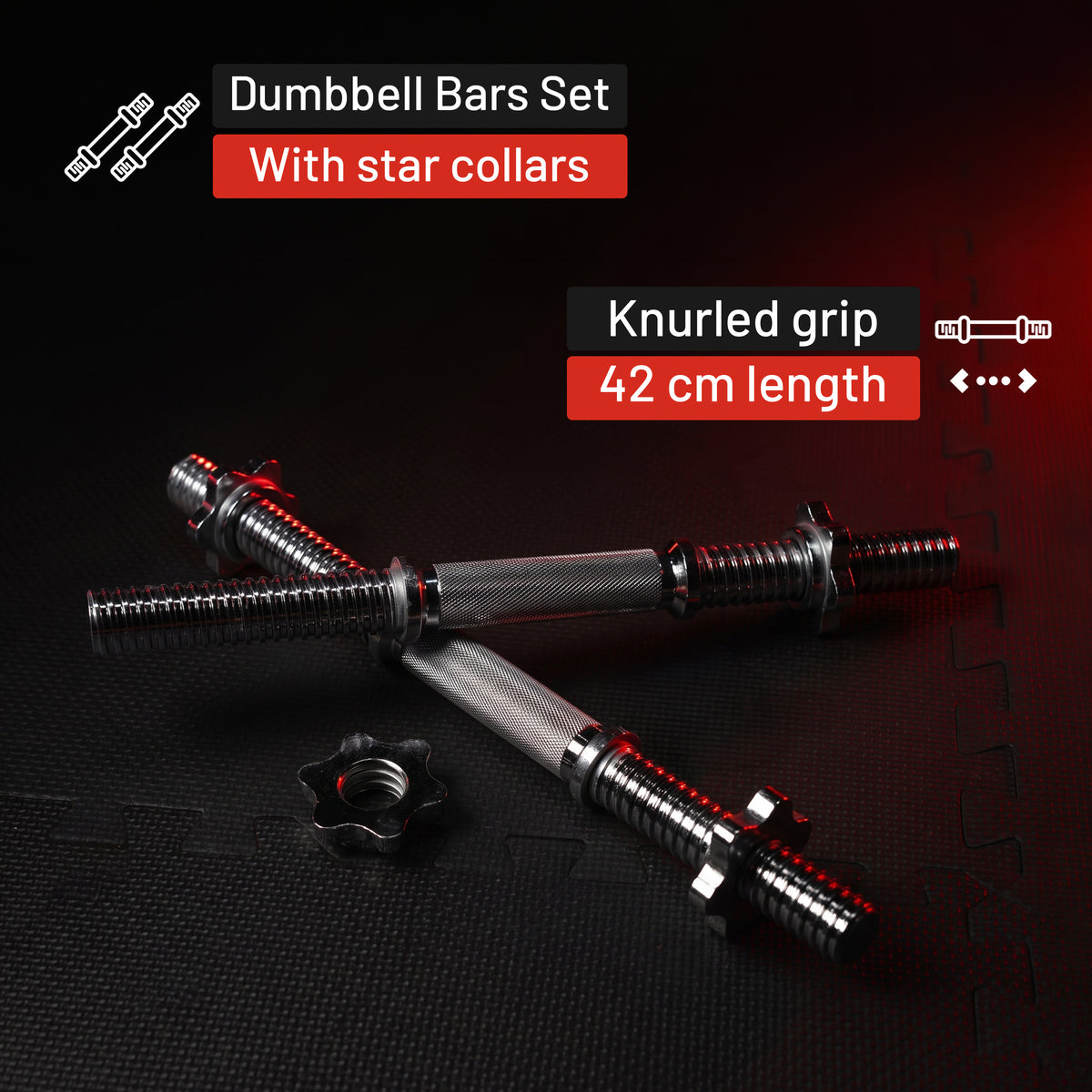 Dumbbell Bars 42 cm with Star Collars (Set of 2), 30 mm