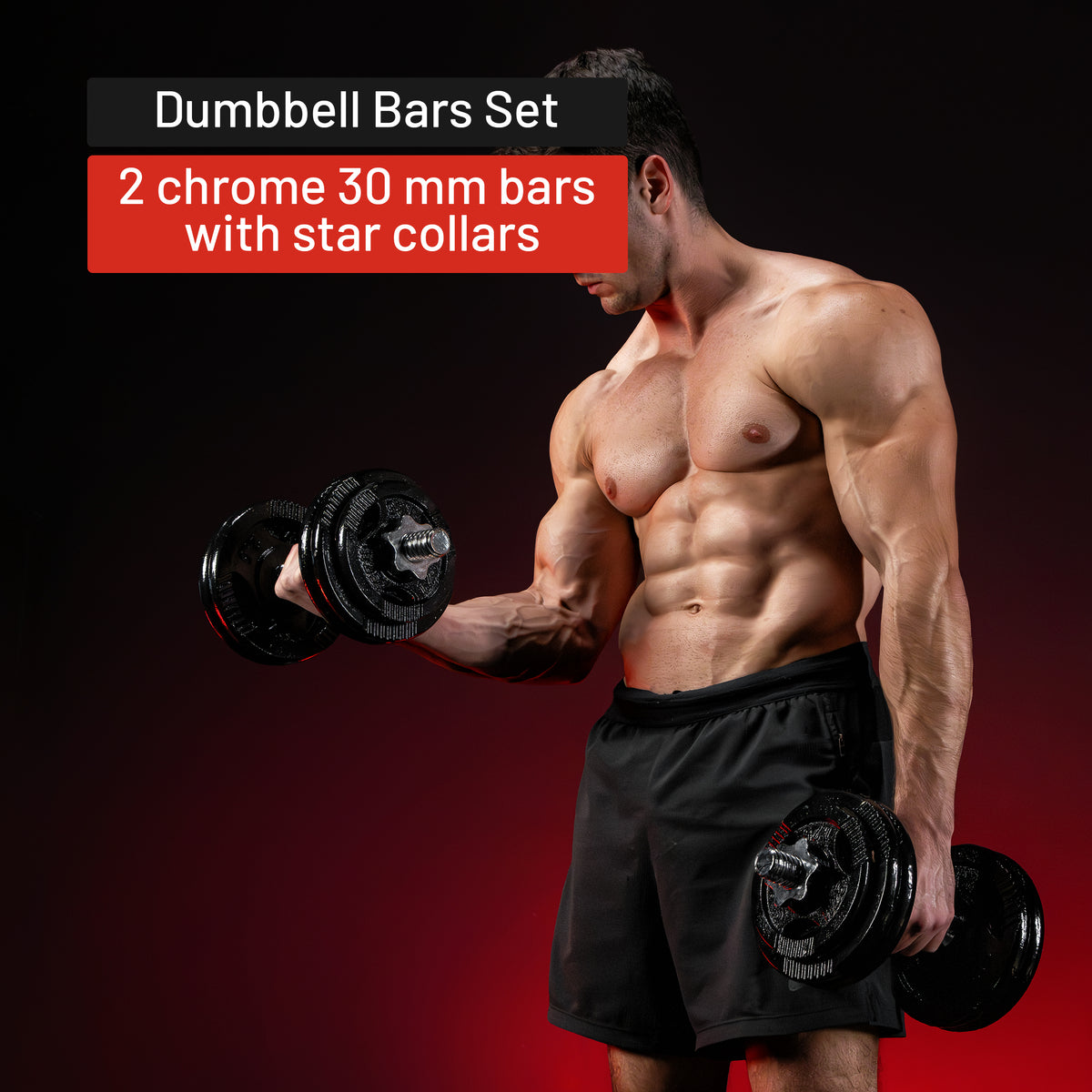 Dumbbell Bars 42 cm with Star Collars (Set of 2), 30 mm
