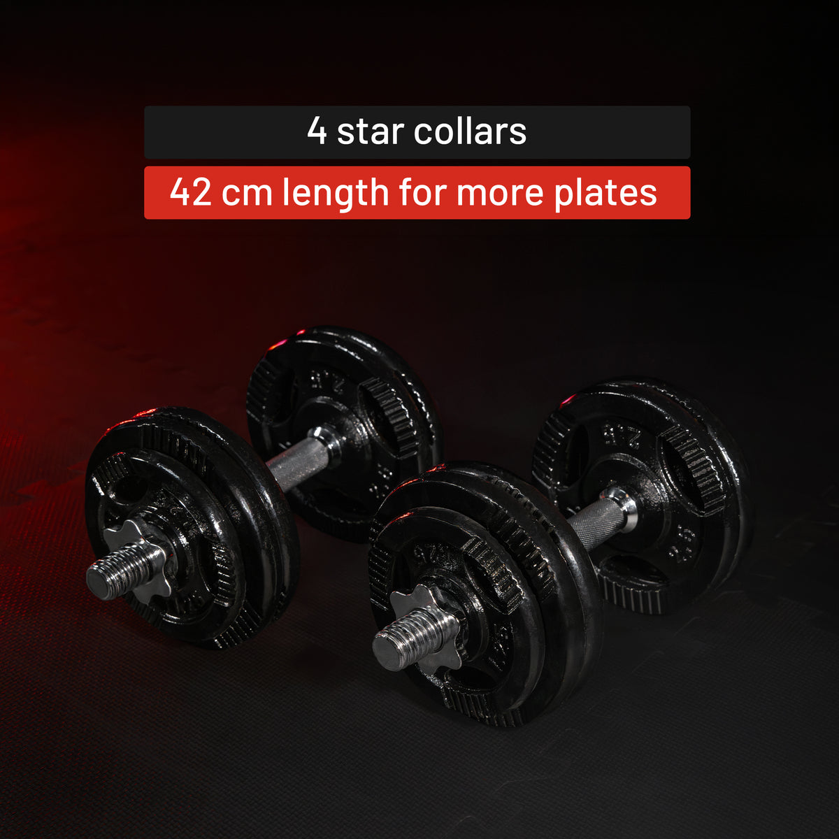 Dumbbell Bars 42 cm with Star Collars (Set of 2), 30 mm