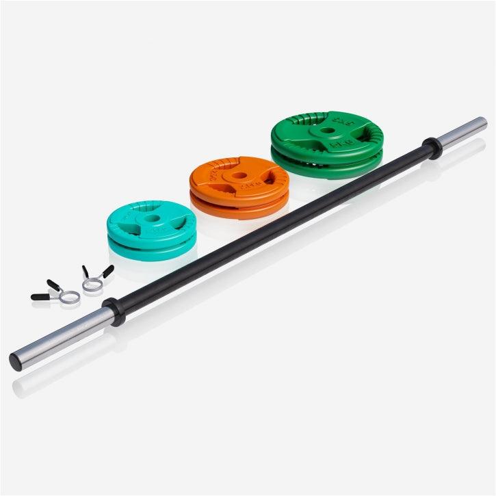 Barbell Weight Set with Rubber Grip Plates 19.5 kg