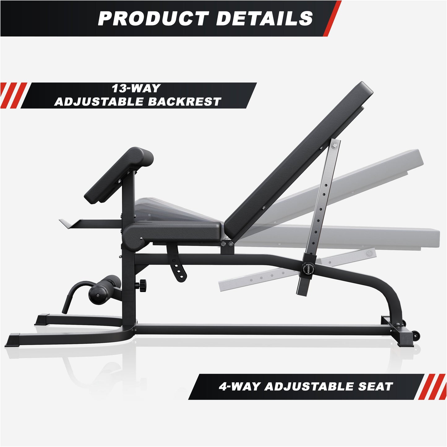 Adjustable Incline Bench with Leg Extension and Preacher Curl