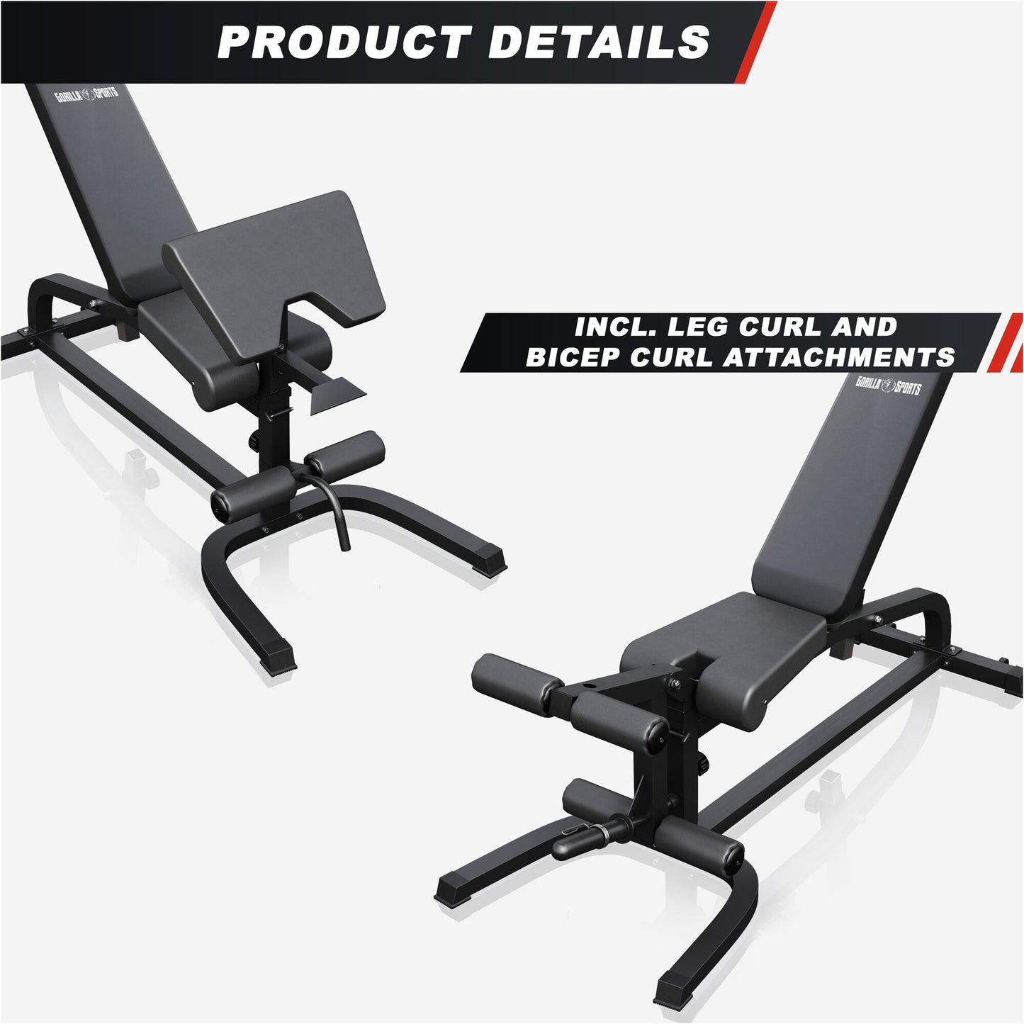 Adjustable Incline Bench with Leg Extension and Preacher Curl