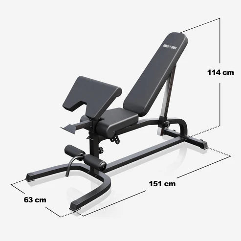 Adjustable Incline Bench with Leg Extension and Preacher Curl