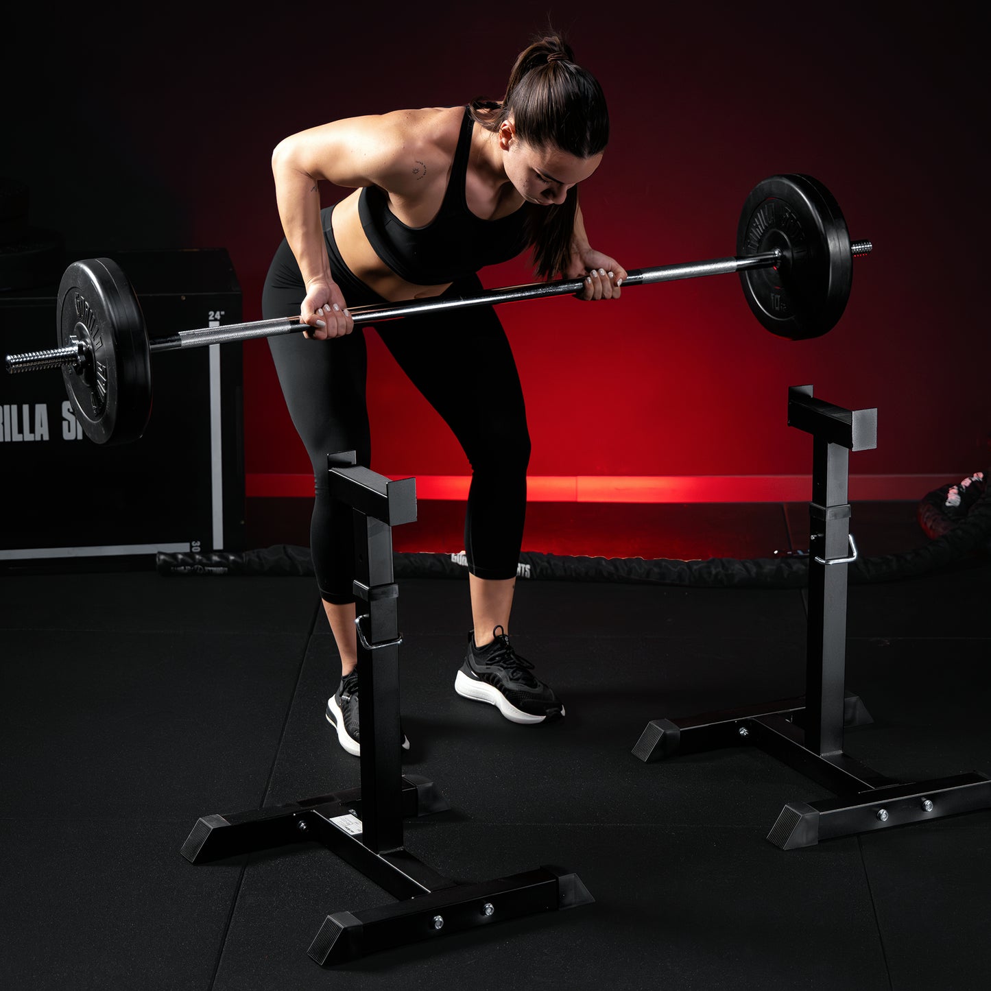 Adjustable Barbell Rack in Black