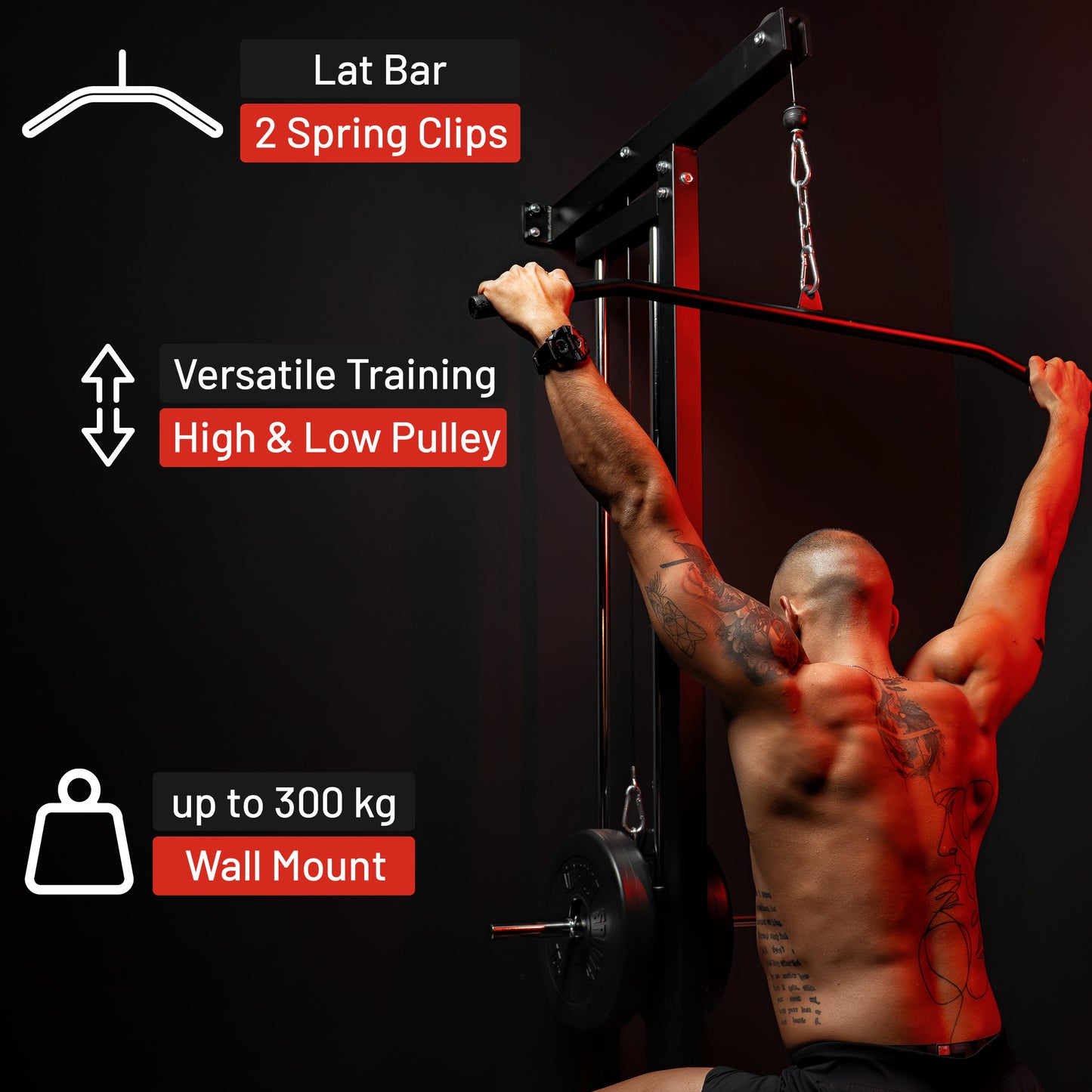 Wall Mounted Lat Pulldown Tower Black