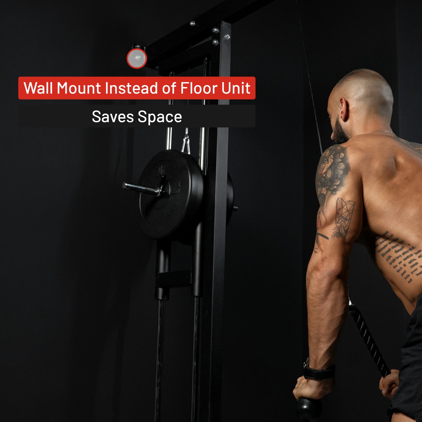 Wall Mounted Lat Pulldown Tower Black