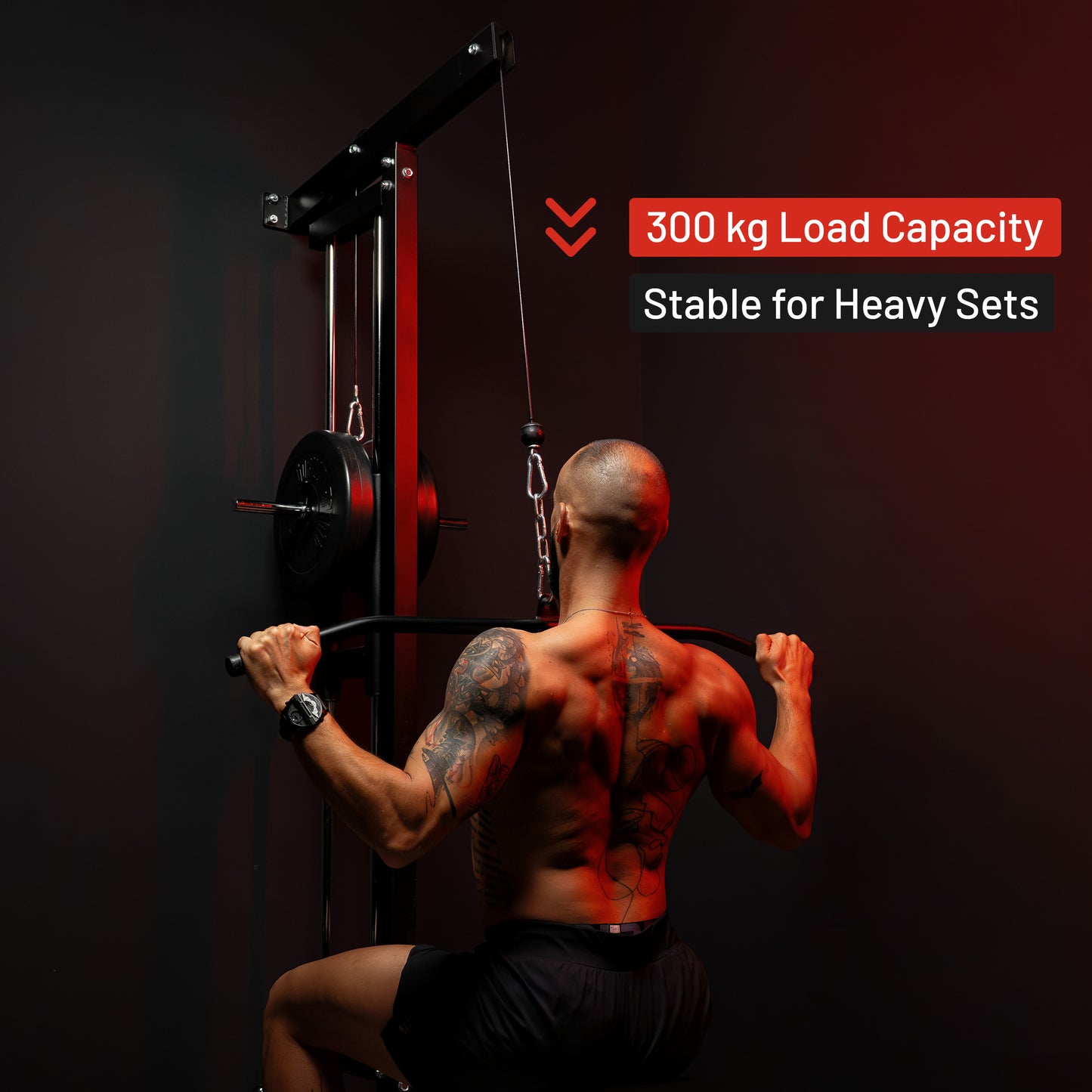 Wall Mounted Lat Pulldown Tower Black