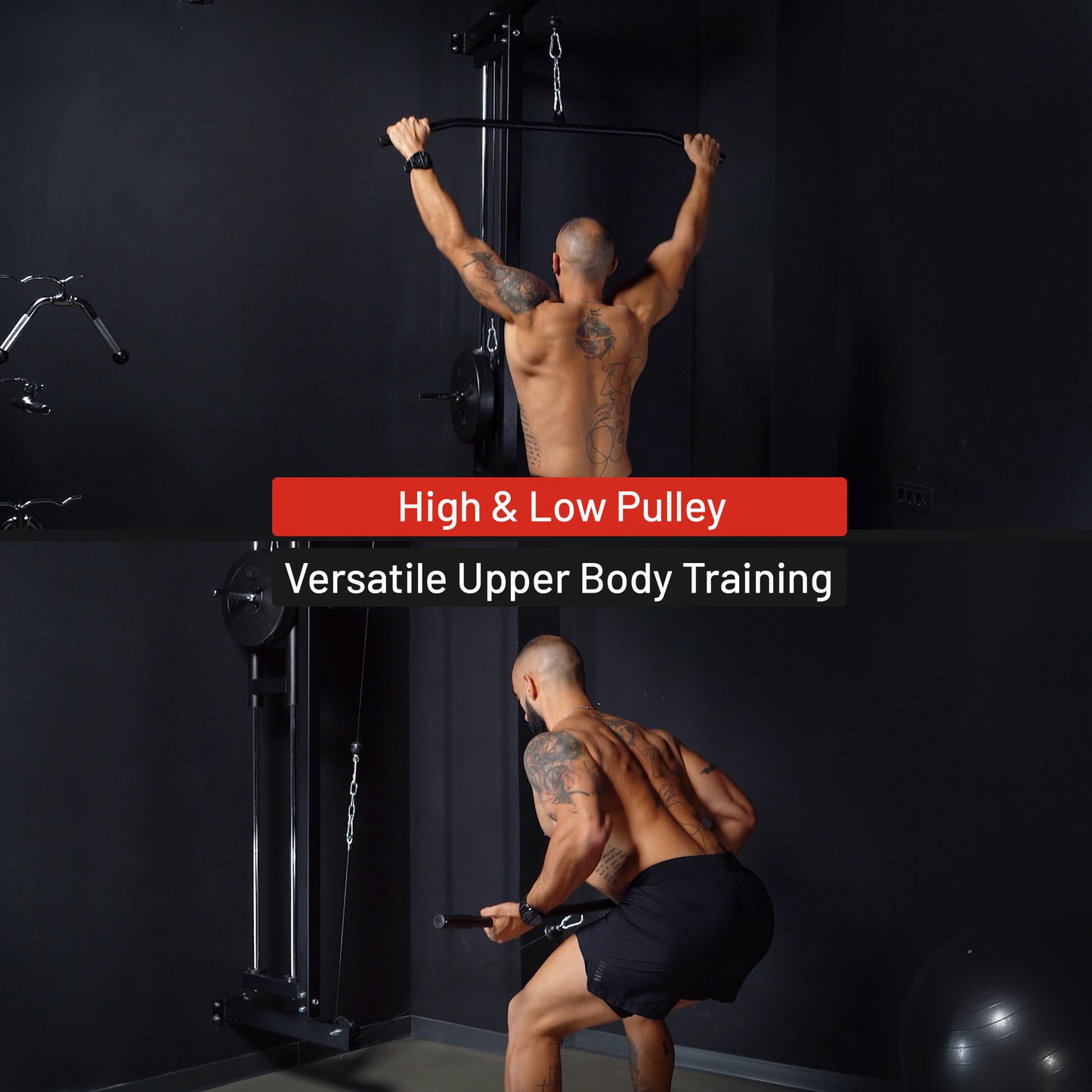 Wall Mounted Lat Pulldown Tower Black