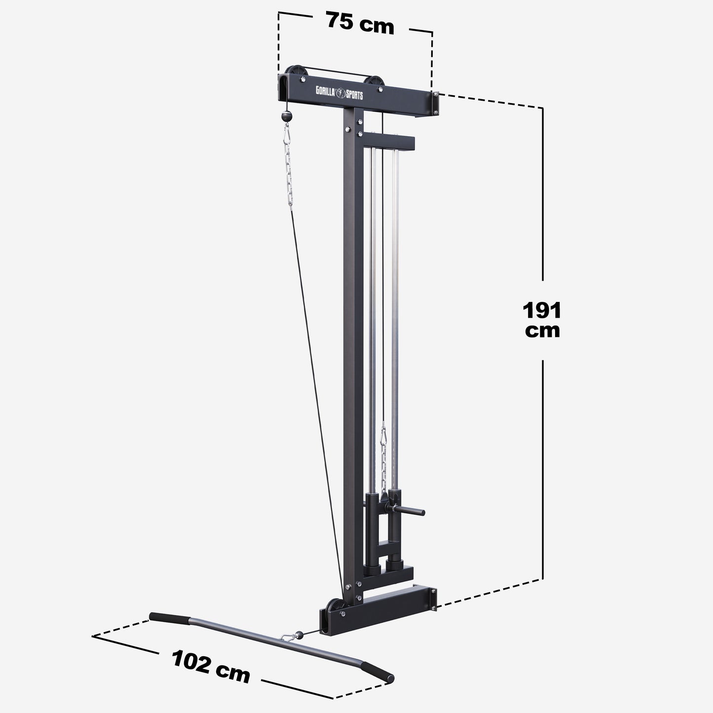 Wall Mounted Lat Pulldown Tower Black