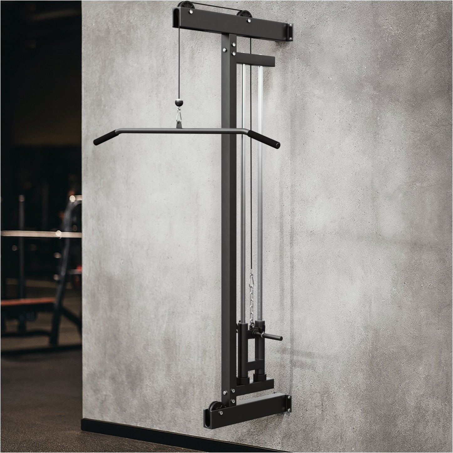 Wall Mounted Lat Pulldown Tower Black