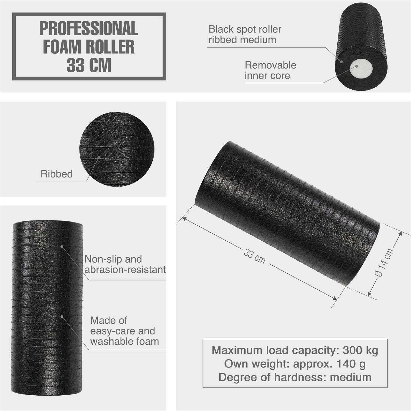 Ribbed Foam Roller 33 cm