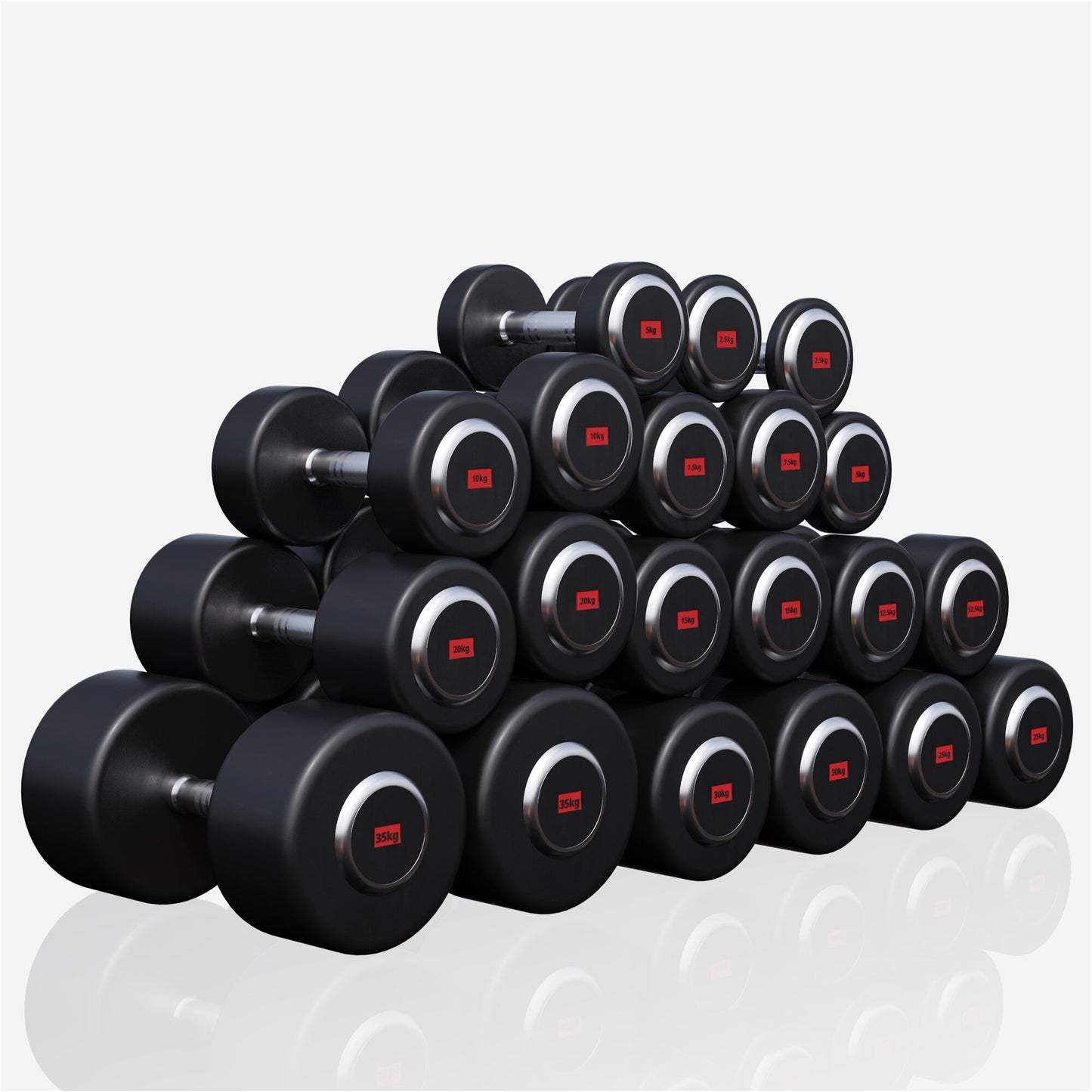 Rubber Coated Dumbbell 2.5 - 27.5 kg or in Set