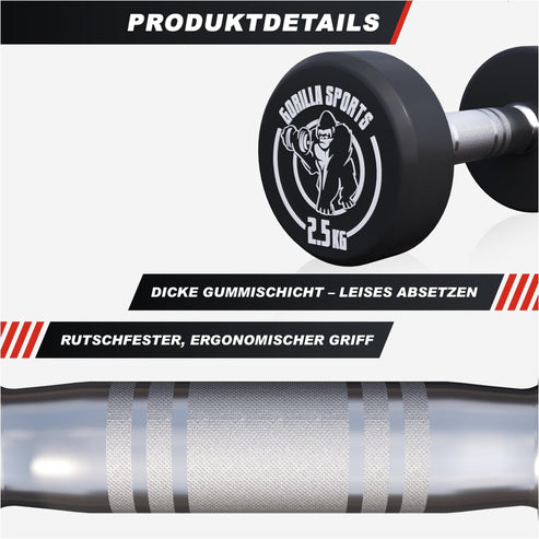 Rubber Dumbbell Set 2.5 - 27.5 kg or in Set