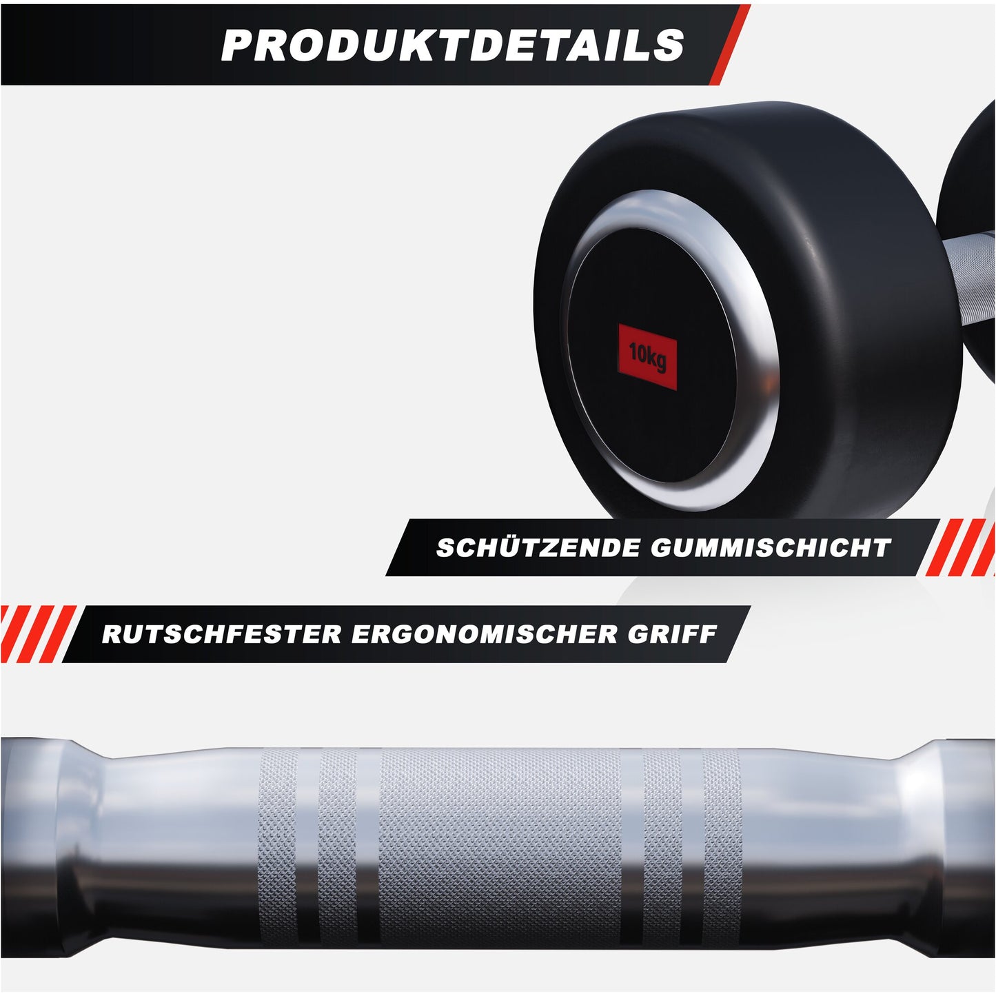 Rubber Coated Dumbbell 2.5 - 27.5 kg or in Set