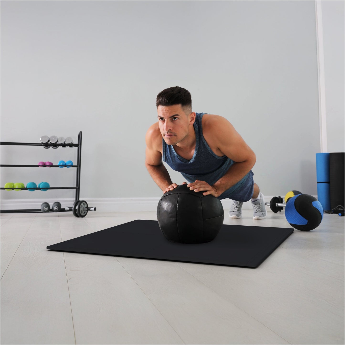 Rubber Gym Protection Mat (Set of 4 Parts + End Pieces)