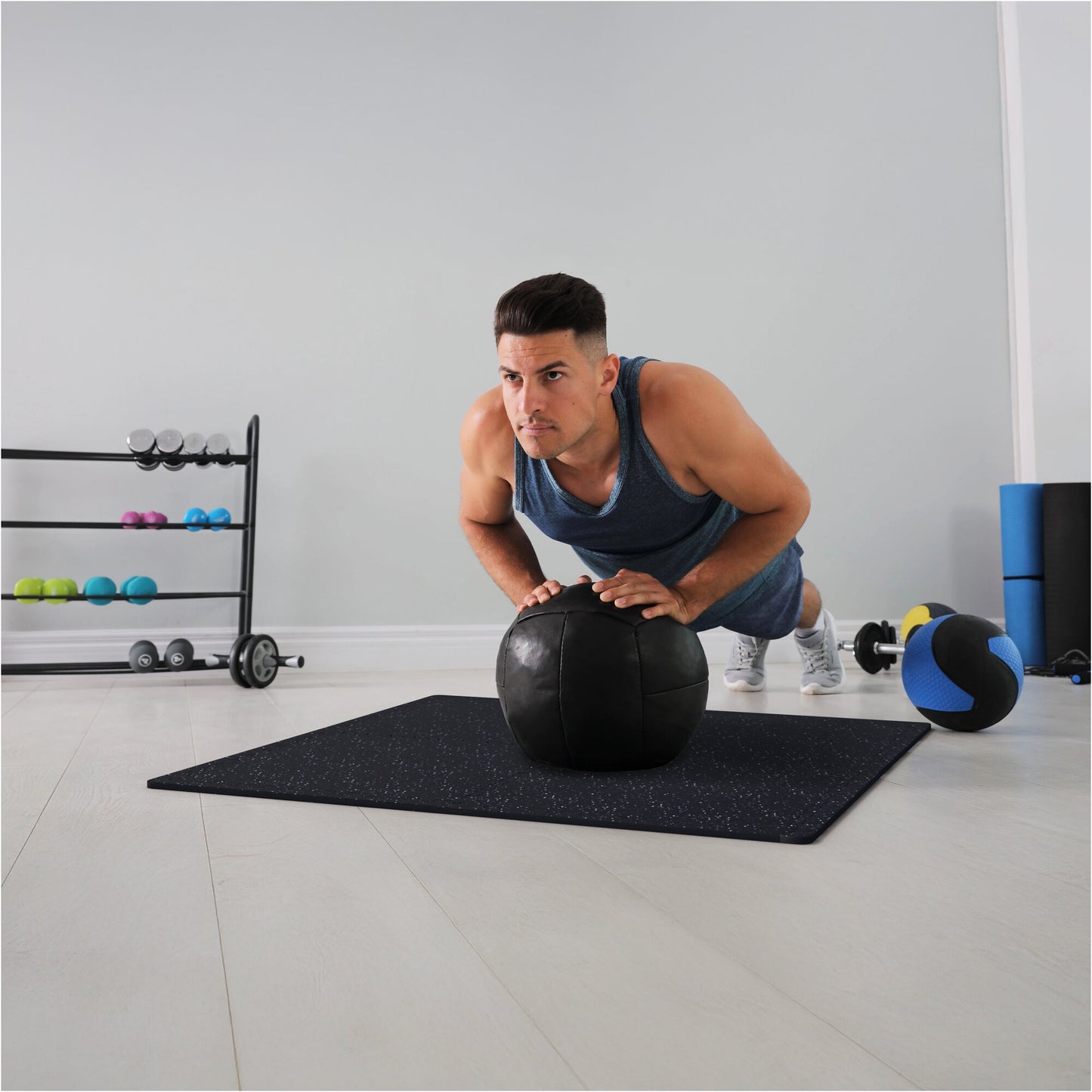 Rubber Gym Protection Mat (Set of 4 Parts + End Pieces)